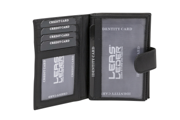 Preview: Kreditkartenmappe dünn mit RFID Schutz, Ausweismappe flach mit RFID Folie mit Außenverschluss LEAS in Echt-Leder, schwarz Preview: Kreditkartenmappe dünn mit RFID Schutz, Ausweismappe flach mit RFID Folie mit Außenverschluss LEAS in Echt-Leder, schwarz