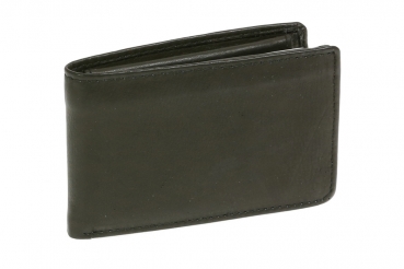 Damen und Herren klassische Minibörse Mini Scheintasche mit Klappe extra flach im Querformat LEAS in Echt-Leder, schwarz