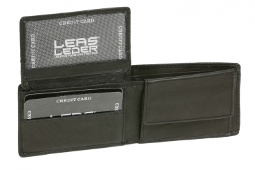 Preview: Damen und Herren klassische Minibörse Mini Scheintasche mit Klappe extra flach im Querformat LEAS in Echt-Leder, schwarz Preview: Damen und Herren klassische Minibörse Mini Scheintasche mit Klappe extra flach im Querformat LEAS in Echt-Leder, schwarz