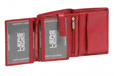 Wiener-Kombibörse mit Geheimfach LEAS in Echt-Leder, rot - LEAS Special Edition - Kopie