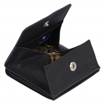 Wiener Schachtel mit großem Kleingeldfach LEAS, in Echt-Leder, schwarz - LEAS Special Edition