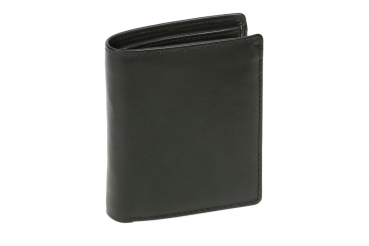 Mini-Kombibörse mit Riegel extra dünn im Hochformat LEAS in Echt-Leder, schwarz - LEAS Mini-Edition