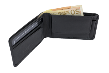 Preview: Minibörse extra flach im Querformat dünn, flaches Portemonnaie mit RFID Schutz, Block Folie mit Geschenk Box LEAS in Echt-Leder, schwarz Preview: Minibörse extra flach im Querformat dünn, flaches Portemonnaie mit RFID Schutz, Block Folie mit Geschenk Box LEAS in Echt-Leder, schwarz