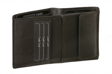 Damen & Herren Geldbörse super dünn passend für den alten Ausweis LEAS in Echt-Leder, schwarz - LEAS Standard-Collection