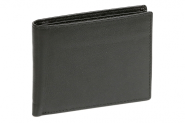 Geldbörse Herren extra dünn mit RFID Schutz LEAS, Herren Geldbeutel flach in Echt-Leder, Portmonee im Querformat, schwarz