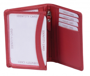 Ausweishülle, Ausweismappe LEAS mit RFID-Schutz, Echt-Leder, rot - ''LEAS Card-Collection''