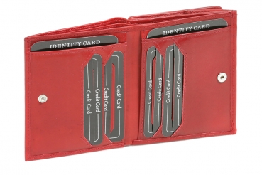 Wiener-Schachtel im Ausweis-Format mit großer Kleingeldschütte LEAS, in Echt-Leder, rot/cherry - LEAS Special Edition