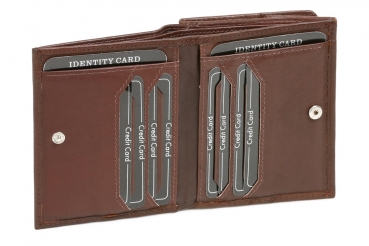 Wiener-Schachtel im Ausweis-Format mit großer Kleingeldschütte LEAS, in Echt-Leder, dunkelbraun - LEAS Special Edition