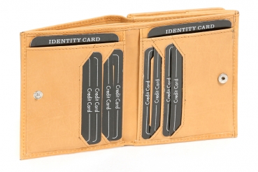Wiener-Schachtel im Ausweis-Format mit großer Kleingeldschütte LEAS, in Echt-Leder, beige - LEAS Special Edition