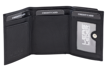 Preview: Kleine Wiener Geldbörse mit XXL Kleingeldfach Minibörse extra dünn mit RFID Schutz LEAS in Echt-Leder, schwarz 9,5x7,5x2cm (LxBxH) Preview: Kleine Wiener Geldbörse mit XXL Kleingeldfach Minibörse extra dünn mit RFID Schutz LEAS in Echt-Leder, schwarz 9,5x7,5x2cm (LxBxH)