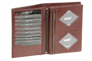 Brieftasche LEAS in Echt-Leder, dunkelbraun - LEAS Special Edition