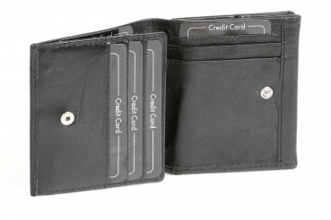 Wiener-Schachtel mit großer Kleingeldschütte LEAS, in Echt-Leder, schwarz - LEAS Special Edition