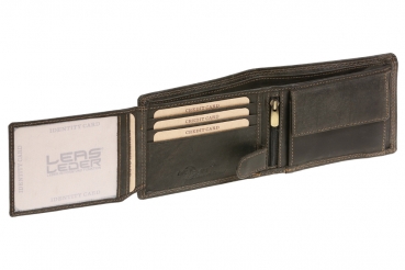 Scheintasche mit Mittelreißverschluss Querformat LEAS MCL in Echt-Leder, schwarz - LEAS Basic-Vintage-Collection