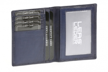 Ausweis- und Kreditkartenhülle LEAS in Echt-Leder, dunkelblau - LEAS Card-Collection