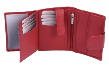 Damenbörse und Herrenbörse mit Außenriegel im Hochformat LEAS in Echt-Leder, rot - LEAS Special-Edition