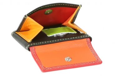 Minibörse mit halben Scheinfach (Scheine falten) mehrfarbig LEAS in Echt-Leder, bunt - LEAS Multicolore-Serie