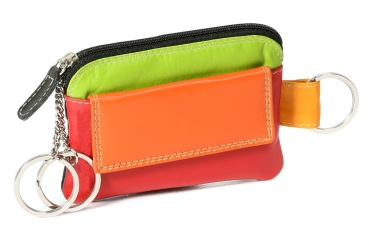 Damen und Herren mehrfarbige Schlüsseltasche mit Kleingeldfach LEAS in Echt-Leder, bunt - LEAS Multicolore-Serie