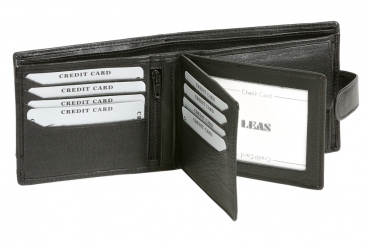 Große Scheintasche für viele Karten im Querformat mit Außenverschluss LEAS in Echt-Leder, schwarz - LEAS Basic-Edition