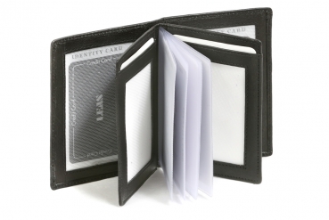 Ausweis- & Kreditkartenmappe/-hülle hochwertig verarbeitet LEAS in Echt-Leder, schwarz - LEAS Card-Collection