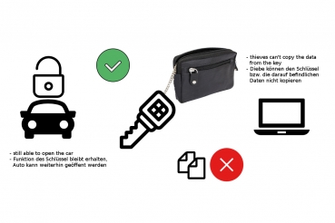 Preview: Schlüsseltasche extra flach mit RFID Schutz, kein Daten Auslesen bzw. kopieren von Funk Autoschlüssel möglich - Schlüsselfunktion bleibt erhalten LEAS in Echt-Leder, schwarz Preview: Schlüsseltasche extra flach mit RFID Schutz, kein Daten Auslesen bzw. kopieren von Funk Autoschlüssel möglich - Schlüsselfunktion bleibt erhalten LEAS in Echt-Leder, schwarz
