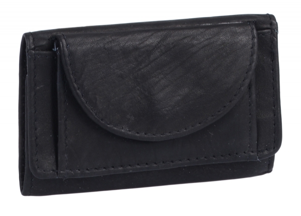 Kleine Minibörse extra dünn LEAS in Echt-Leder, schwarz - LEAS Mini-Edition