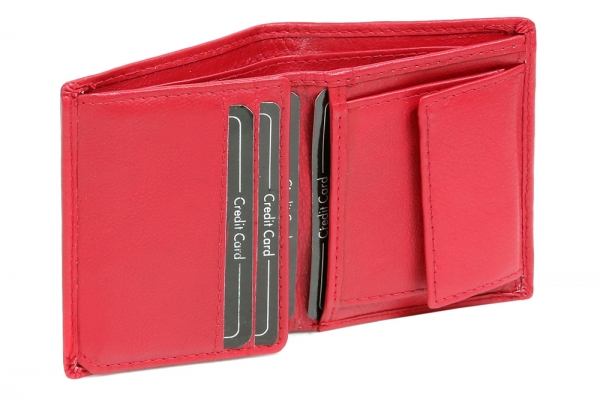 Minikombibörse im Hochformat LEAS in Echt-Leder, cherry - LEAS Mini-Edition