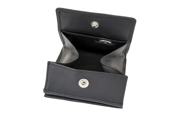 LEAS Wiener Schachtel mit großem Kleingeldfach mit RFID Schutz Block Folie mit Geschenk Box Echt-Leder, schwarz