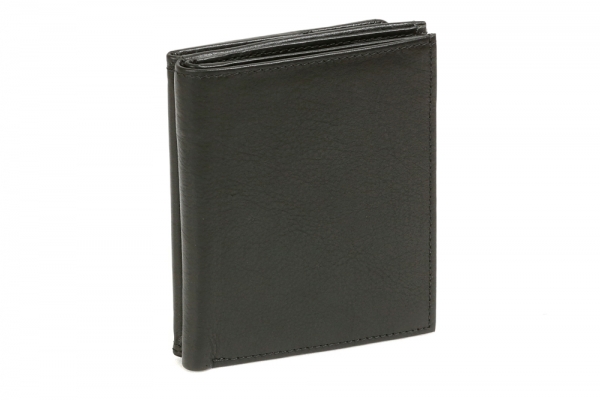 Wiener-Schachtel im Ausweis-Format mit großer Kleingeldschütte LEAS, in Echt-Leder, schwarz - LEAS Special Edition
