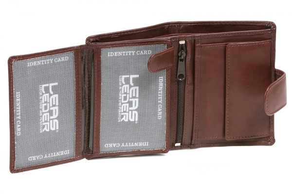 Geldbörse im Hochformat mit Außenverschluss Damen & Herren LEAS in Echt-Leder, braun - LEAS Basic-Edition