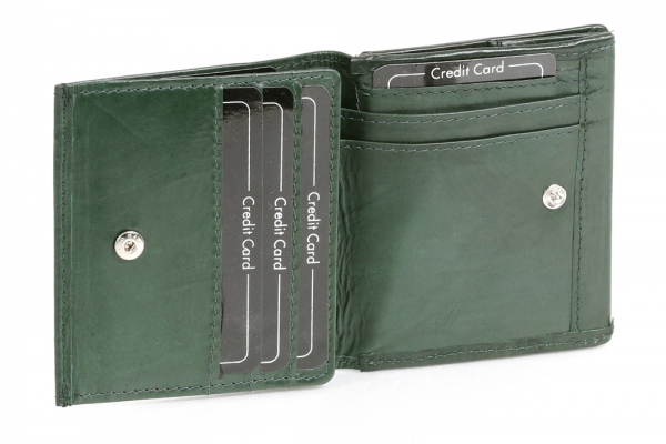 Wiener-Schachtel mit großer Kleingeldschütte LEAS, in Echt-Leder, grün - LEAS Special Edition