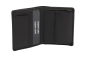 Preview: Minibörse extra flach im Hochformat dünn, flaches Portemonnaie mit RFID Schutz, Block Folie mit Geschenk Box LEAS in Echt-Leder, schwarz