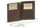 Preview: Kreditkarten- und Ausweismappe mit Chrom-Kette LEAS MCL im Vintage-Stil in Echt-Leder, braun