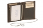 Preview: Kreditkarten- und Ausweismappe mit Chrom-Kette LEAS MCL im Vintage-Stil in Echt-Leder, braun