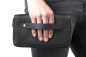 Preview: Große Vollleder Unisex Geldbörse mit doppel Reißverschluss rundherum und Grifflasche Langbörse Portemonnaie Brieftasche lang LEAS aus feinstem Rind-Echt-Leder, schwarz 22,5x12,5x4cm (BxHxT)