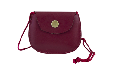 LEAS Kinder Brustbeutel aus Echt-Leder mit Druckknopf und verstellbarem Umhängeband perfekt für Schule und Kindergarten 9x7,5x1cm (BxHxT) (rot)