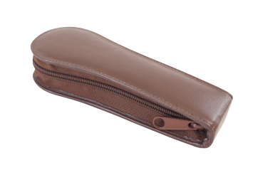 LEAS Uhrenetui für 1 Uhr mit Reißverschluss aus feinstem Rind Leder braun 15x6x2,5cm (BxHxT)