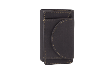 Mini Geldbörse kleines Portemonaie mit Geschenkbox LEAS in Echt-Büffel-Leder, schwarz - Vintage-Collection 9,5x7x1cm (BxHxT)
