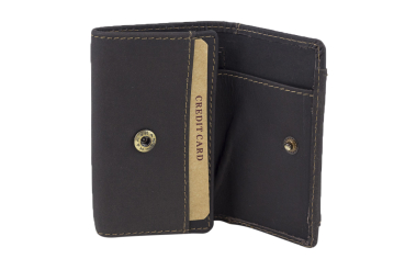 Mini Geldbörse kleines Portemonaie mit Geschenkbox LEAS in Echt-Büffel-Leder, schwarz - Vintage-Collection 9,5x7x1cm (BxHxT)