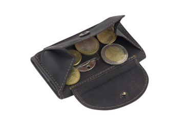 Mini Geldbörse kleines Portemonaie mit Geschenkbox LEAS in Echt-Büffel-Leder, schwarz - Vintage-Collection 9,5x7x1cm (BxHxT)