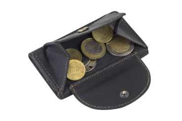 Mini Geldbörse kleines Portemonaie mit Geschenkbox LEAS in Echt-Büffel-Leder, braun - Vintage-Collection 9,5x7x1cm (BxHxT)