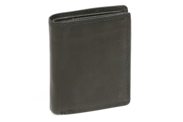Damen und Herren klassische Miniriegelbörse Mini Kombibörse mit Klappe und Riegel im Hochformat LEAS in Echt-Leder, schwarz