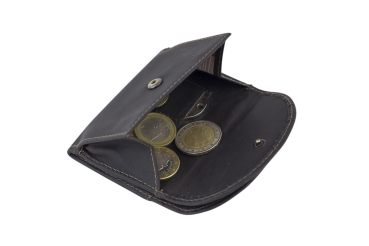 Mini Geldbörse kleines Portemonaie mit Geschenkbox LEAS in Echt-Büffel-Leder, braun - Vintage-Collection 9,5x6,5x1cm (BxHxT)