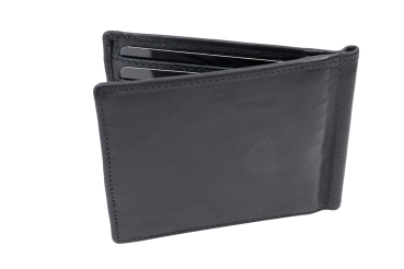 Dollar Clip mit Kleingeldfach RFID Geldscheinklammer flach Geldklammer Money Clip extra dünn für 8 Karten LEAS in Echt-Leder, Portmonee mit Geschenk Box, schwarz
