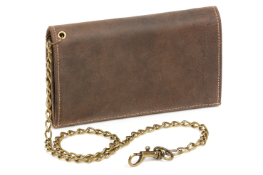 Kellner- & Taxifahrerbörse mit Messing-Kette Vintage LEAS in Echt-Leder, dunkelbraun