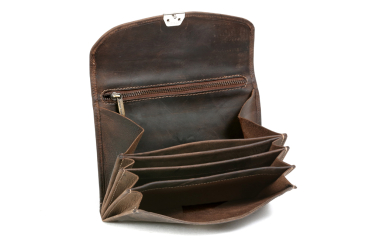Kellner- & Taxifahrerbörse mit Messing-Kette Vintage LEAS in Echt-Leder, dunkelbraun