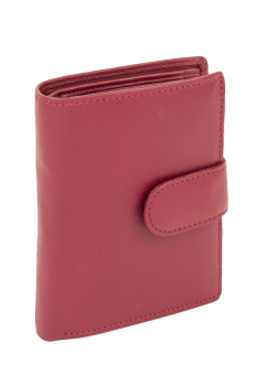 Preview: LEAS Damengeldbörse und Herren Geldbeutel mit Außenriegel und XXL Kleingeldfach im Wiener Stil mit 3 Scheinfächern im Hochformat Echt-Leder, rot