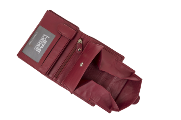 LEAS Damengeldbörse und Herren Geldbeutel mit Außenriegel und XXL Kleingeldfach im Wiener Stil mit 3 Scheinfächern im Hochformat Echt-Leder, rot