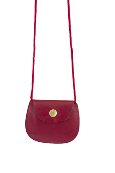 LEAS Kinder Brustbeutel aus Echt-Leder mit Druckknopf und verstellbarem Umhängeband perfekt für Schule und Kindergarten 9x7,5x1cm (BxHxT) (rot)