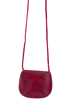 LEAS Kinder Brustbeutel aus Echt-Leder mit Druckknopf und verstellbarem Umhängeband perfekt für Schule und Kindergarten 9x7,5x1cm (BxHxT) (rot)