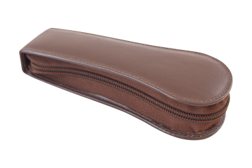 LEAS Uhrenetui für 1 Uhr mit Reißverschluss aus feinstem Rind Leder braun 15x6x2,5cm (BxHxT)